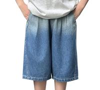Maskjuwio Pantalones cortos Primavera Vaqueros de cinco puntos Medianos y grandes Pantalones cortos de mezclilla casuales delgados Pantalones deportivos para niño corto 140, azul, 14-15 años