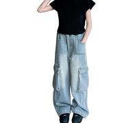 Maskjuwio Pantalones vaqueros sueltos para niña, primavera verano y otoño, nuevos modelos para niños medianos y grandes, retro, pantalones rectos de pierna ancha, pantalones rectos modernos holgados