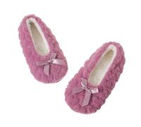 Maskjuwio Pantuflas de terciopelo engrosadas y calcetines para dormir, antideslizantes calientes para adultos agujas de tejer para calcetines, morado, 39/41 EU