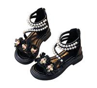 Maskjuwio Sandalias de plataforma para niñas, talla 12, flores de organza, sandalias de princesa, sandalias romanas, elegantes sandalias altas con cremallera, suela suave, zapatos anchos para caminar