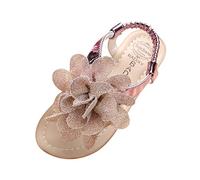 Maskjuwio Sandalias de verano para niñas, sandalias de organza con flores, sandalias de charol, sandalias planas con correa elástica al tobillo, sandalias planas de verano con suela suave, zapatos de