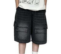 Maskjuwio Shorts Primavera Medianos y Grandes Multi Pocket Five Point Jeans Delgados Casual Jeans Pantalones Cortos Pantalones Cortos Niño, Negro , 4-5 años