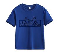 Maskjuwio Spring and Autumn New Fashionable Cute Print Comfortable Version of The Girls Printed T Shirt Black Silk Top, azul oscuro, 10-11Years