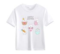 Maskjuwio Spring and Autumn New Fashionable Cute Print Comfortable Version of The Girls Printed T Shirt Brosche Damen, Blanco, 8-9 años