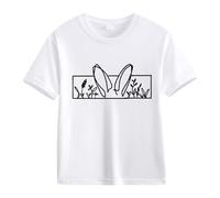 Maskjuwio Spring and Autumn New Fashionable Cute Print Comfortable Version of The Girls Printed T Shirt Shirt Junge 98 Langarm, Blanco, 12-13 años