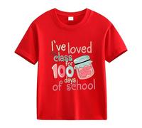 Maskjuwio Spring and Autumn New Fashionable Cute Print Comfortable Version of The Girls Printed T Shirt Shirt Jungs 146, rojo, 3-4 años