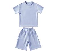 Maskjuwio Summer Children's Quick Drying Short Sleeved Suit Shorts Middle And Small Children Candy Colour Casual Wear Boys Sportswear Traje de Navidad Niño 98, gris, 6-7 años