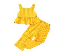 Maskjuwio Summer New Europe And The States Style Camisole Vest Models Soft Fabrics Solid Coloured Blouse Trousers Two Piece Set de Camiseta de Manga Larga para Hombre Rojo, amarillo, 6-9 meses