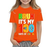 Maskjuwio Toddler Boy Girl Summer Clothes First Day of School Shirt In My Pre School Shirt Toddler Kindergarten Shirts Bluse 52 Damen, naranja, 6-7 años
