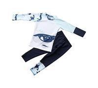 Maskjuwio Trajes de baño de dos piezas para y, Rashguard, manga larga, trajes de sol, traje de baño, trajes de baño 6 mes, azul, 5-6 años