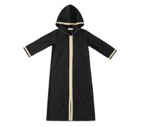 Maskjuwio Vestido de niña falda larga primavera grande suelta manga larga musulmana árabe juventud falda larga vestido casual rojo lentejuelas, Negro , 13-14 años