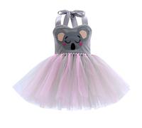 Maskjuwio Vestido infantil de primavera y falda tutú, vestido de animales, falda de malla, ropa de rendimiento, rol, falda de rendimiento, vestido de princesas, gris, 9-10 años