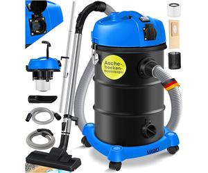 Masko® 6IN1 Aspirador Industrial en seco y húmedo de Cenizas 2300W + Toma de Corriente Función de soplado en seco y húmedo | sin Bolsa, Azul