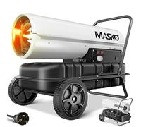 Masko® Cañón de calefacción 30 kW, secador de construcción, Calentador de Aire Caliente, Calentador de Ventilador, Tanque de 34 l con termostato, Calentador de Aceite, Blanco/Negro