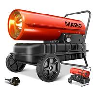 Masko® Cañón de calefacción 30 kW, secador de construcción, Calentador de Aire Caliente, Calentador de Ventilador, Tanque de 34 l con termostato, Calentador de Aceite, Negro/Rojo