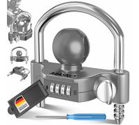 MASKO® Cerradura de Remolque Combinación con Código de 4 Dígitos, para Enganche de Remolque Estándar, Enganche de Bola de Remolque, Instalación Sencilla, Protección Antirrobo, Gris