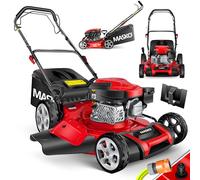 MASKO® Cortacésped de Gasolina, 5 en 1, accionamiento de Ruedas, función de Limpieza, función de mantillo, expulsión Lateral, Ancho de Corte 8 Veces, Ajuste de Altura de Corte, Motor de 4 Tiempos