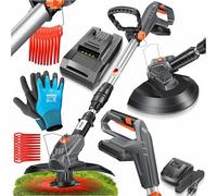 MASKO® Cortadora de césped sin Cable con batería de Litio de 20 V, batería de 2,0 Ah y Cargador, desbrozadora de 26 cm de círculo de Corte