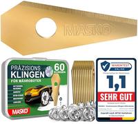 MASKO® Cuchillas de recambio para robots cortacésped, Cuchillas universales para robots cortacésped incl. tornillos, Cuchillas de recambio con recubrimiento de titanio, Bosch - 60 piezas