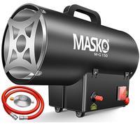 Masko® El Calentador de Gas Calentador de Gas cañón, Calentador de Gas de construcción, Calentador de Gas Radiante, generador de Aire Caliente Incl. Manguera de Gas y Reductor de presión, Negro 15 KW