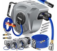 MASKO® Enrollador de manguera de aire comprimido automática, Conexión 1/4, Enrollador de mangueras, Soporte de mangueras montado en la pared, Enrollador de mangueras de aire comprimido, gris, 10m