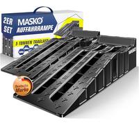 MASKO® Juego de 2 Rampas de Carga de hasta 5 Toneladas de Capacidad de Carga, Rampa de Coche con Protección Antivuelco, Antideslizante, Estable, Rampa de Carga Extra Ancha, Rampa de Garaje