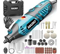 MASKO® Multiherramienta de 200 W, velocidad variable, 10.000 - 40.000 rpm, con eje flexible, herramienta rotativa, portabrocas de liberación rápida, maletín de transporte, 141 piezas, juego de