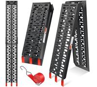 MASKO® Rampa de Carga, Riel de Carga, máx. 340kg por Pieza (máx. 680 kg por par), de Aluminio, Antideslizante, Plegable, 1x Rampa de Acceso - Negro/Rojo