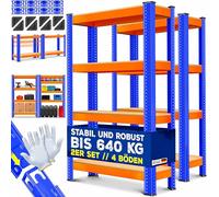 MASKO® Set de 2 estanterías de carga pesada, estanterías para sótano, 160x90x40 cm hasta 700 kg de capacidad, 4 estantes ajustables, estante de MDF sobre estructura metálica, estante apilable, estante