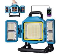 MASMEJOR 300W Foco LED Recargable, Foco LED BaterÍa 30000LM, 25000mAh con Panel Solar, 4 Modos de Luz & Iluminación de 360°, Ideal para Camping, Trabajo, Reparación, Construcción