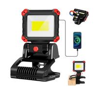 MASMEJOR Foco LED Recargable con Pinza, 2100LM Foco LED con Imanes & 3 Modos de Luz, Rotación de 270°, Luz de Trabajo Portátil Ideal para Camping, BBQ, Pesca, Taller, Emergencias