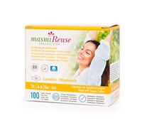 Masmi Almohadillas menstruales de algodón reutilizables lavables equivalentes a 2 tampones, hasta 100 lavados. Fabricado con algodón orgánico certificado GOTS (estándar global de textiles orgánicos)