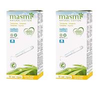 Masmi aplicador regular tampones algodón orgánico, libre de plástico, 100% biodegradable, perfume, hipoalergénico, cloro y dioxina