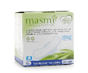 Masmi Compresas Fina Ultra Noche con Alas Algodon Organico 10 uds