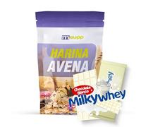 MASmusculo - Harina de Avena - 1 kg - Fuente de Proteína - Favorece Flora Intestinal - Saciante Apetito - Choco Blanco Milky Whey