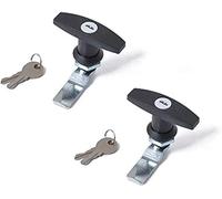 MASO 2 cierres de puerta con manija en T para camioneta y camper remolque, gabinete con manija en T, cerradura de puerta de garaje, color negro cromado brillante