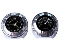 MASO 2 relojes de manillar de motocicleta de 7/8 pulgadas y termómetro universales impermeables para manillar de motocicleta (negro)