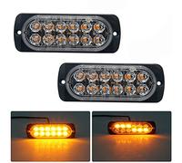 MASO Luces estroboscópicas de emergencia para camiones, recuperación ámbar, 12 LED, barra de iluminación naranja, parrilla intermitente, 12/24 V, paquete de 2