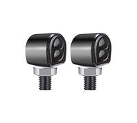 MASO Mini luz indicadora de 8 mm para motocicleta, 2 LED, intermitente, luces ámbar intermitentes para motocicleta, paquete de 2 lentes ahumadas (carcasa negra), ajuste UniVe-rs&al