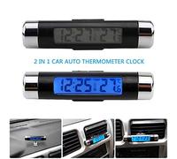 MASO - Reloj de temperatura universal para salpicadero de coche, con luz negra y pantalla LCD ajustable, medidor de temperatura del vehículo, compatible con modos de transformación 12h/24h
