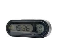 MASO - Reloj de temperatura universal para salpicadero de coche, con luz negra y pantalla LCD ajustable, medidor de temperatura del vehículo, compatible con modos de transformación 12h/24h