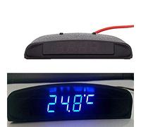 MASO Reloj digital para coche, 4 en 1, reloj de fecha, voltímetro, termómetro y monitor de voltaje de 12 V, original, para interior y exterior, multifunción, color azul