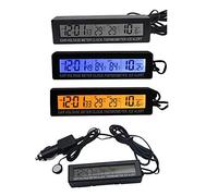 Maso - Reloj digital universal para salpicadero con pantalla LCD ajustable para pantalla de temperatura 12/24h y luz de fondo