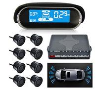 MASO Sensor de aparcamiento de coche de doble núcleo Sistema de radar inversa Sistema de pantalla LCD N8P4L Cuatro voz conmutable con 8 sensores negros