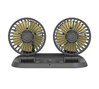 MASO Ventilador de refrigeración de coche de doble cabeza, ventilador horizontal de 360° de rotación vertical de 180°, con puerto USB/encendedor de cigarrillos, 5V/12V/24V