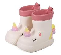 MASOCIO Botas de Agua Niña Botas Lluvia Respetuosas Bebe Kids Rain Boots Impermeables y Antideslizante Talla 28 29 EU Biege