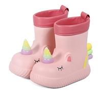 MASOCIO Botas de Agua Niña Botas Lluvia Respetuosas Bebe Kids Rain Boots Impermeables y Antideslizante Talla 20 21 EU Rosa