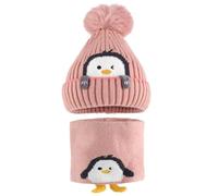 MASOCIO Conjunto Gorro y Bufanda Bebe Niña Invierno Gorros Punto Sombrero Pompon 6 12 18 Meses Bebé Termico 2 Gorrito Braga Cuello Set 1-3 Años Rosa
