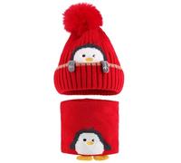 MASOCIO Conjunto Gorro y Bufanda Bebe Niño Niña Invierno Gorros Punto Sombrero Pompon 6 12 18 Meses Bebé Termico 2 Gorrito Braga Cuello Set 1-3 Años Rojo