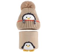 MASOCIO Conjunto Gorro y Bufanda Bebe Niño Niña Invierno Gorros Punto Sombrero Pompon 6 12 18 Meses Bebé Termico 2 Gorrito Braga Cuello Set 1-3 Años Caqui